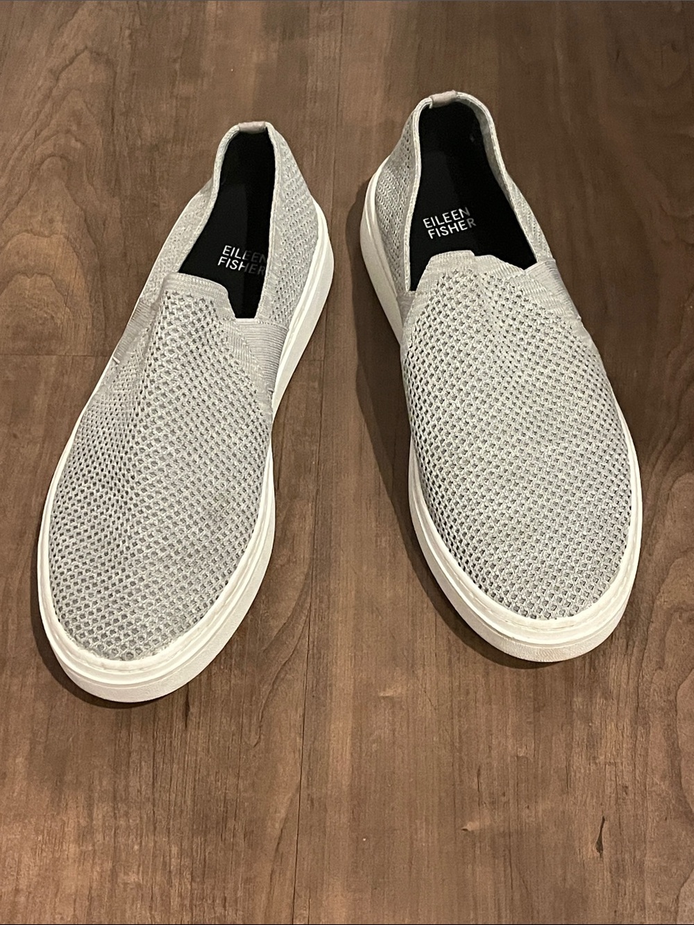 Eileen Fisher Light Gray Slip-On Knit Sneakers